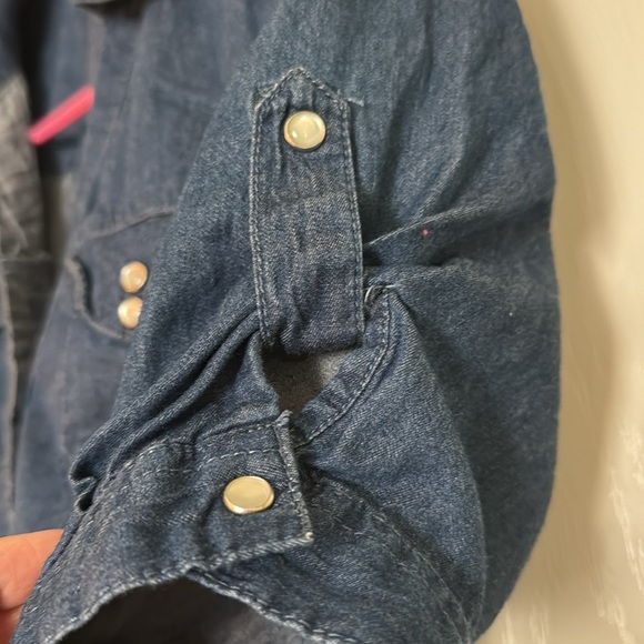 Prototype chambray denim dress tie back Pearl snap western girlie size medium - Picture 4 of 5